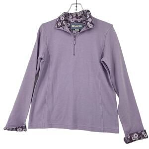 Orvis Quarter Zip Sweatshirt Pullover Top Womens Size S Lavender Ribbed Knit